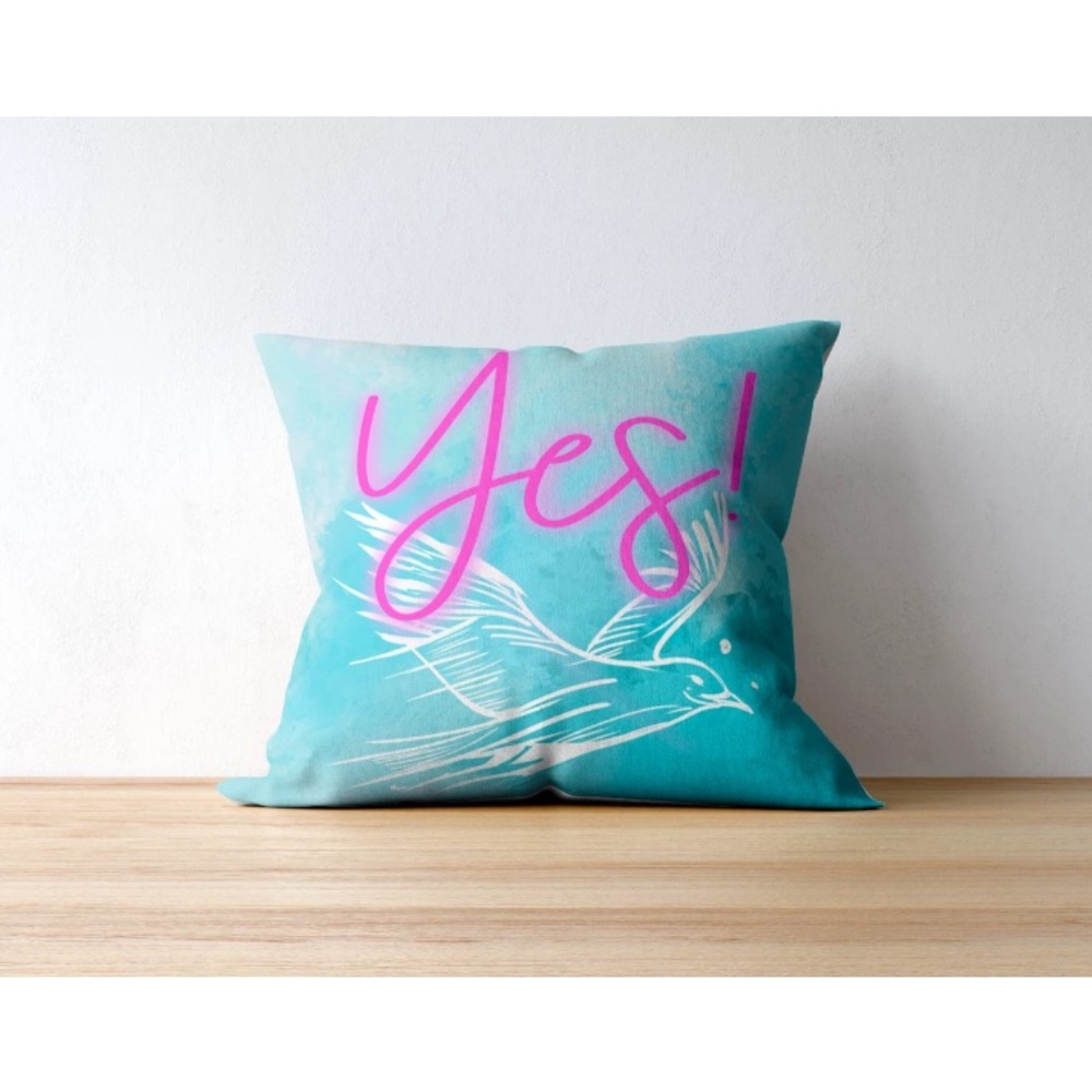 "Yes!" Oracle Pillow - Cute Decorative College Dorm Decor - Magic Birds